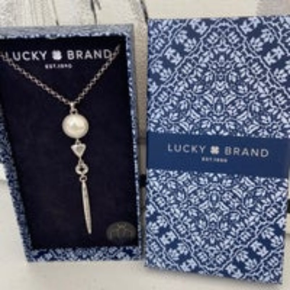 Lucky Brand Silver Boho Pearl Necklace